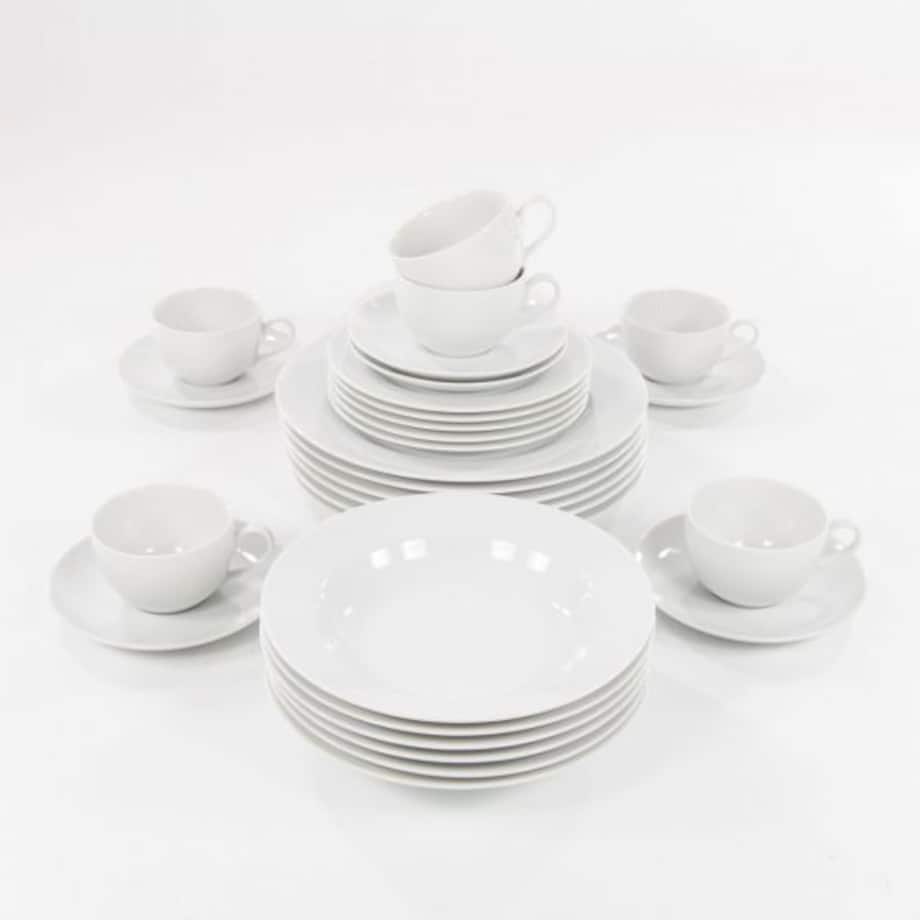 Zestaw obiadowo-kawowy dla 6 osób 30 el. Yvette Biała C000