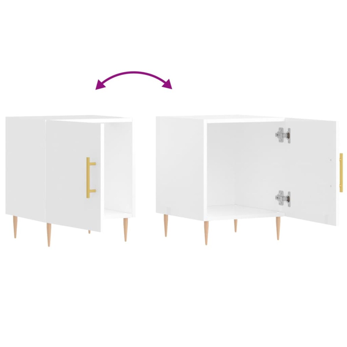 vidaXL Szafki nocne, 2 szt., białe z połyskiem, 40x40x50 cm