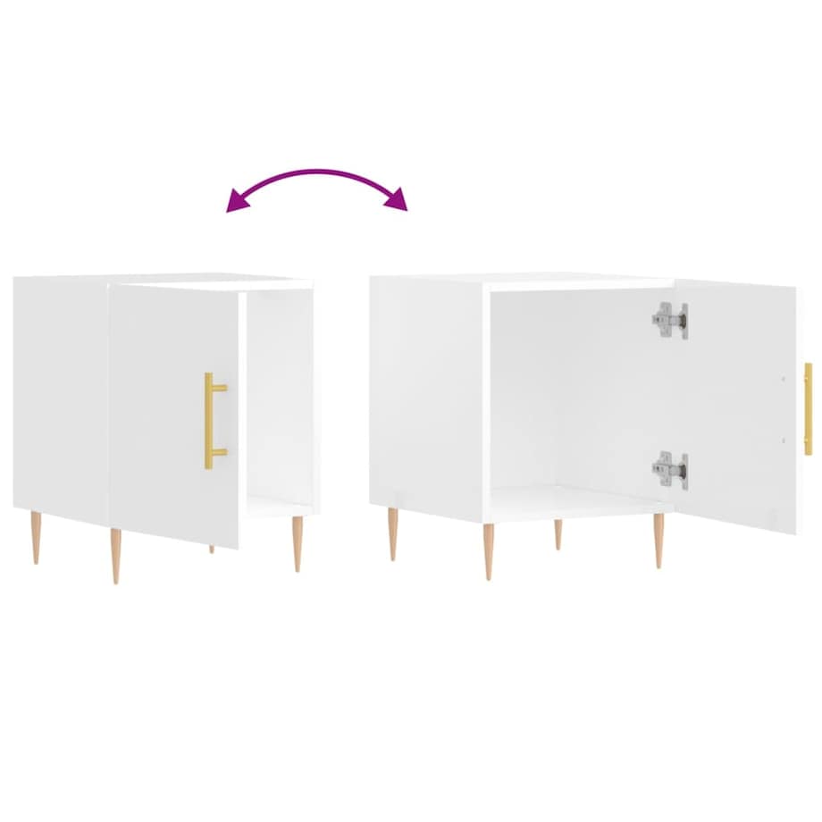 vidaXL Szafki nocne, 2 szt., białe z połyskiem, 40x40x50 cm