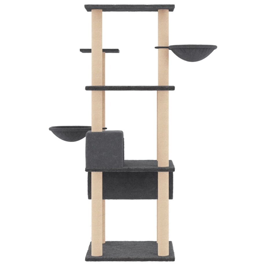 vidaXL Drapak dla kota, z sizalowymi słupkami, ciemnoszary, 141 cm