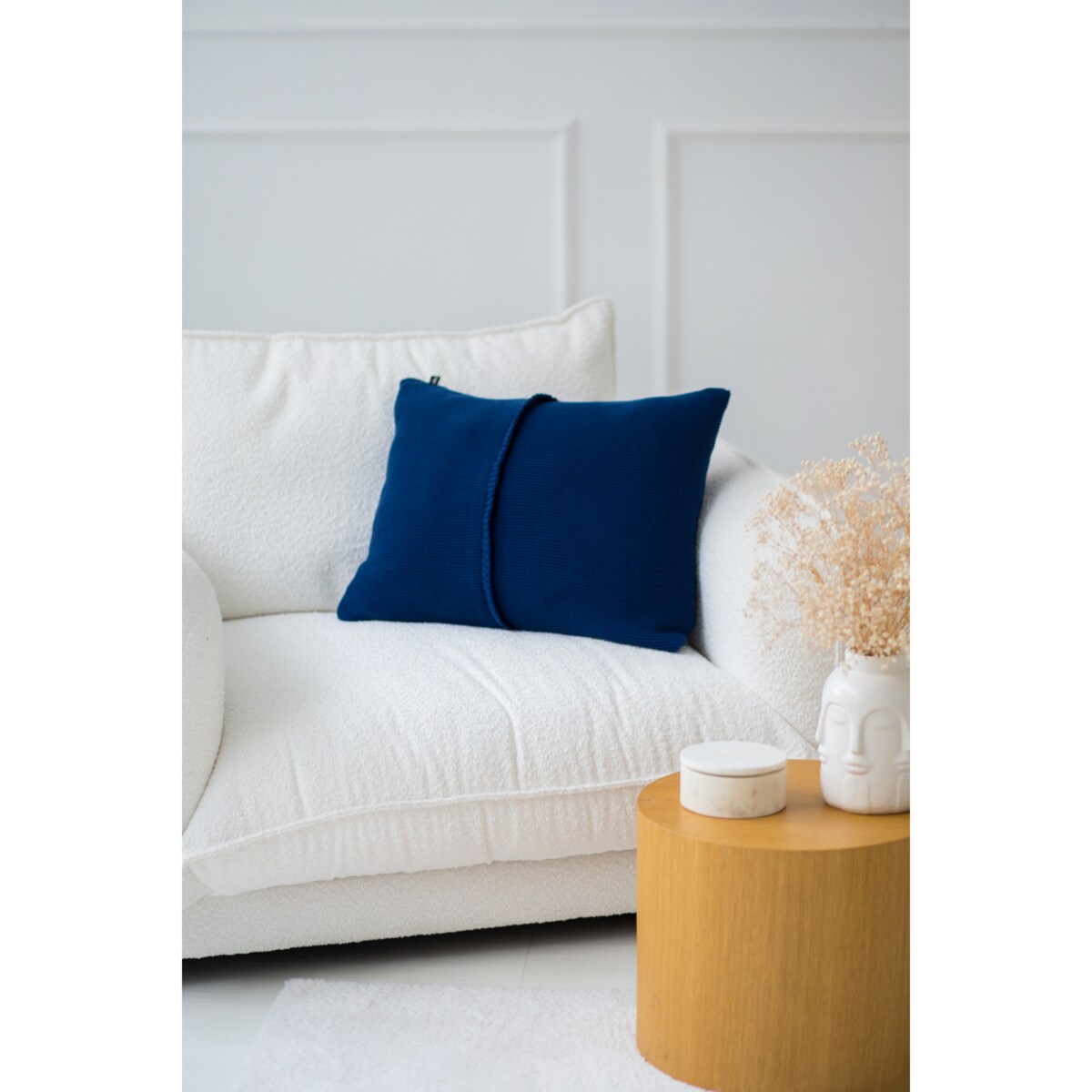 Poszewka klasyczna z przeszyciem granatowa, 40 x 60 cm, La Manta