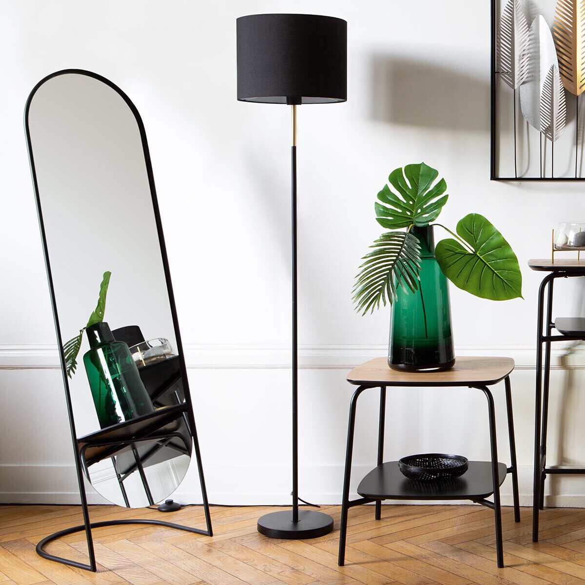 Duże lustro stojące w metalowej ramie JEF, 39,5 x 136 cm