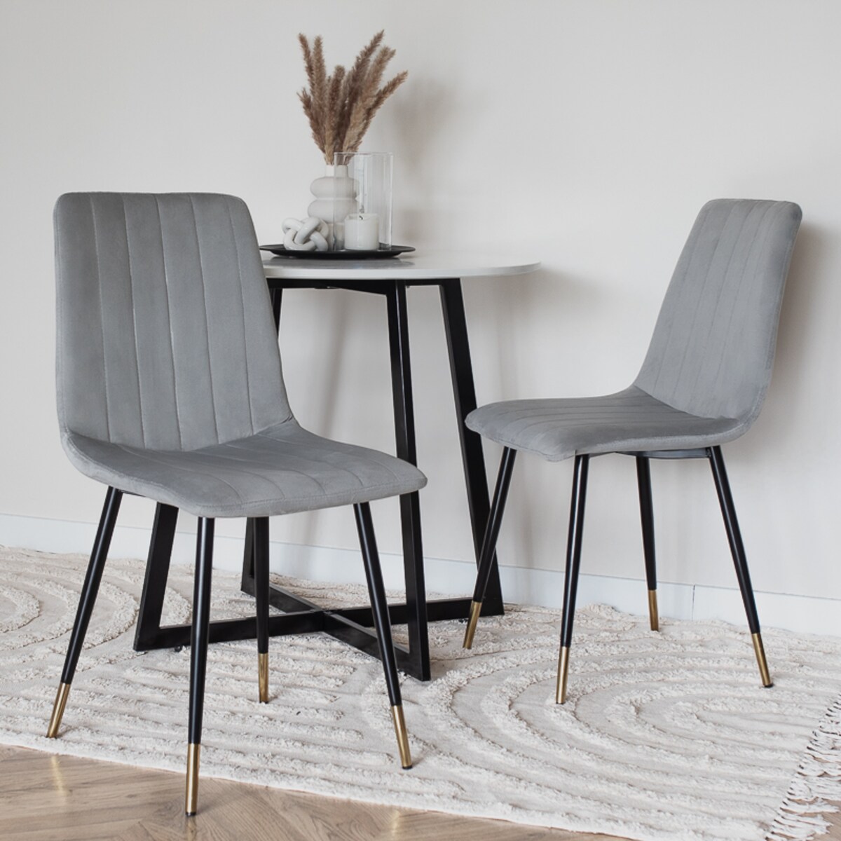 Krzesło tapicerowane welurowe pikowane do salonu jadalni szare