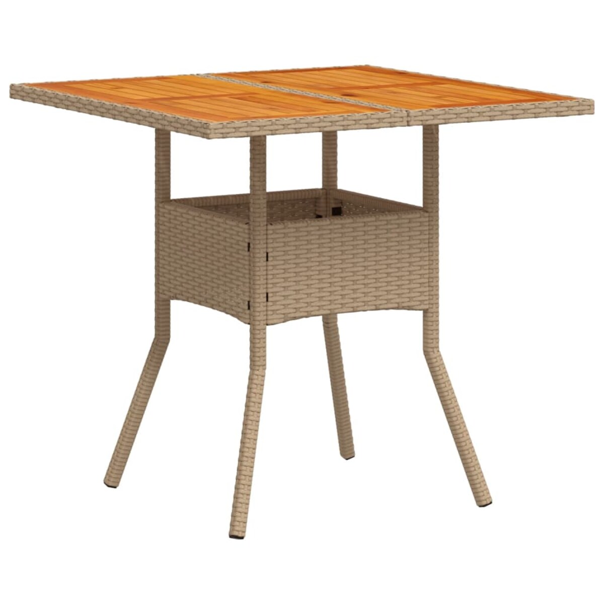 vidaXL Stolik ogrodowy, beżowy, 80x80x75 cm, polirattan i akacja