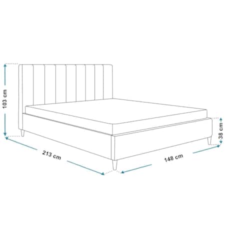 Łóżko tapicerowane 140x200 LUXO 2 na drewnianych nogach - czarne