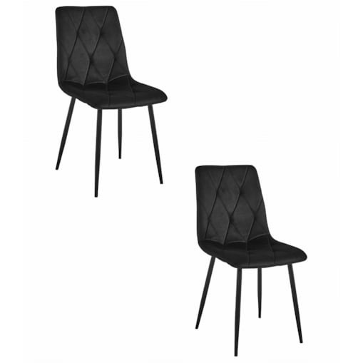 Krzesło Do Jadalni Kuchni Salonu Libra - Czarny Aksamit / Nogi Czarne X 2