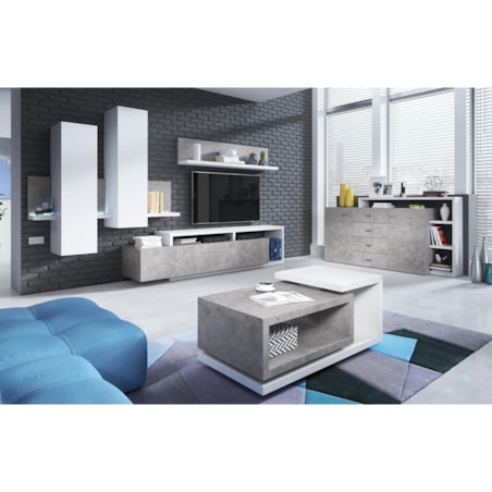 Stolik kawowy BOTA 120x60 biały/beton colorado