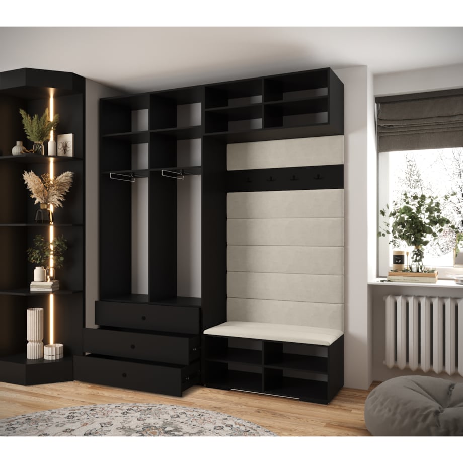 Garderoba do przedpokoju INOVA 4 Z12 czarny+czarny+manila04