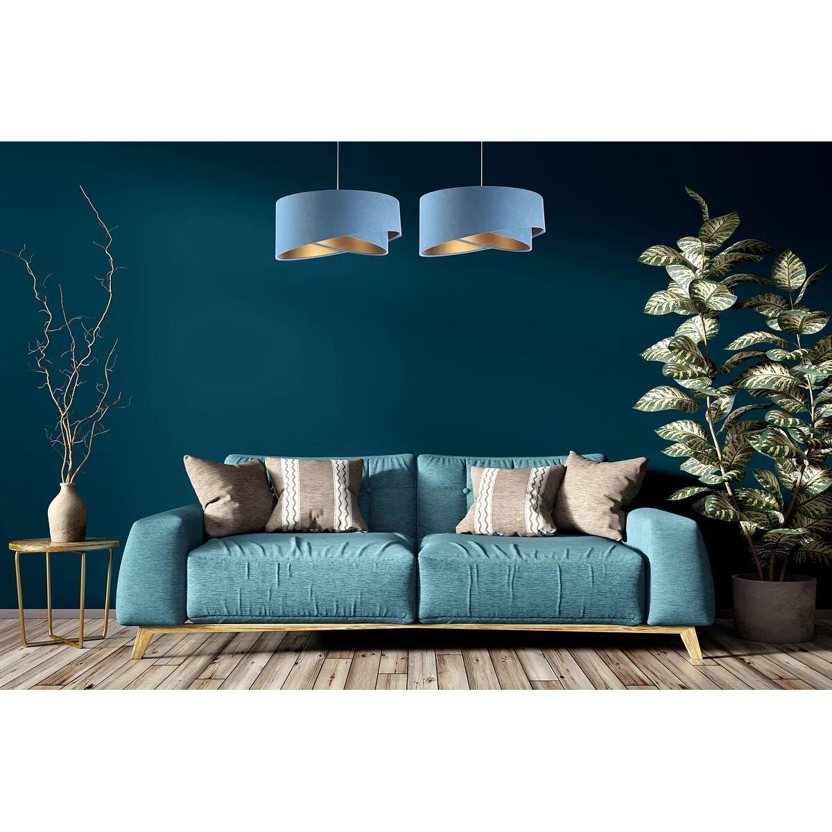 Lampa wisząca GEMSTONE błękitna/złota