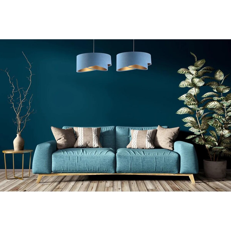 Lampa wisząca GEMSTONE błękitna/złota
