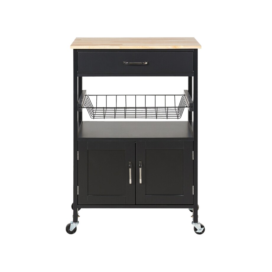 Wózek kuchenny 1 szuflada jasne drewno z czarnym LUGO