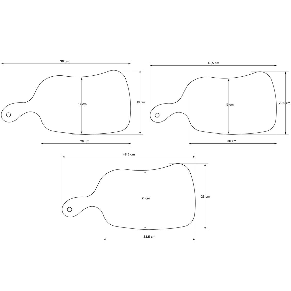 Konsimo LIVO Zestaw desek do krojenia (3szt.), drewno dębowe