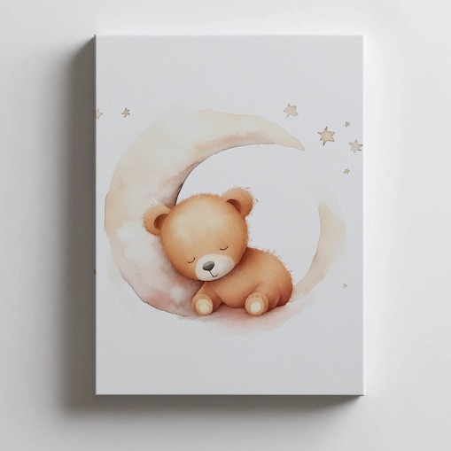 Miś na Księżycowej Chmurce, 40x50 cm, bez ramy, płótno premium na blejtramie