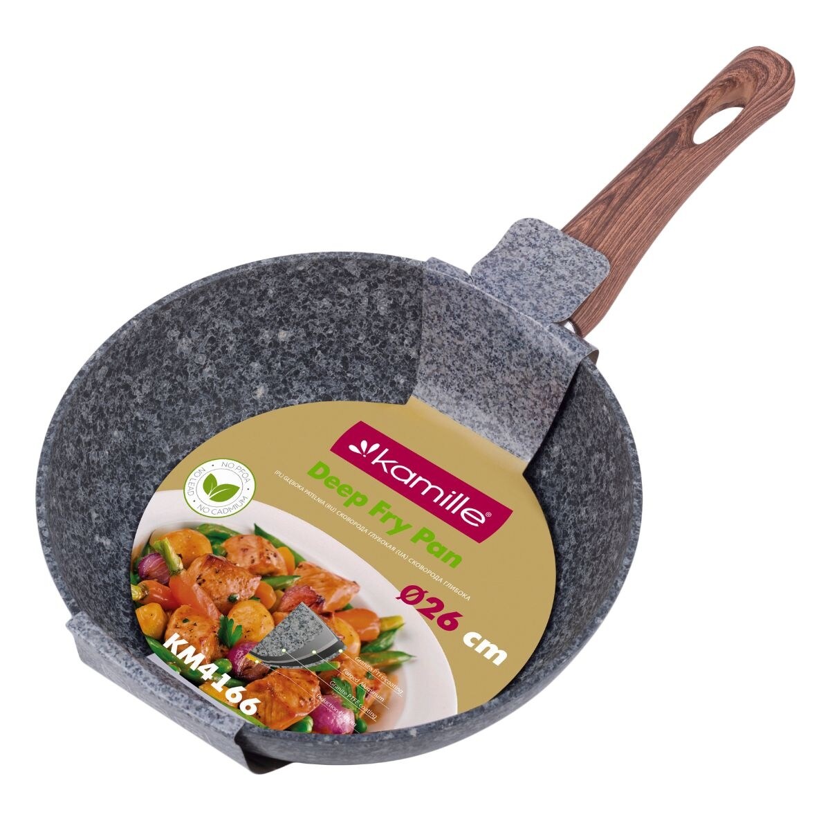 Patelnia granitowa głęboka wok 26cm indukcja KAMILLE