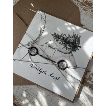 Ręcznie robiona kartka świąteczna na Boże Narodzenie, bożonarodzeniowa + piękne życzenia świąteczne