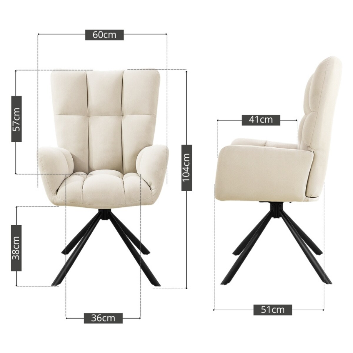 Krzesło tapicerowane obrotowe 180 do salonu jadalni nowoczesne welurowe beżowy