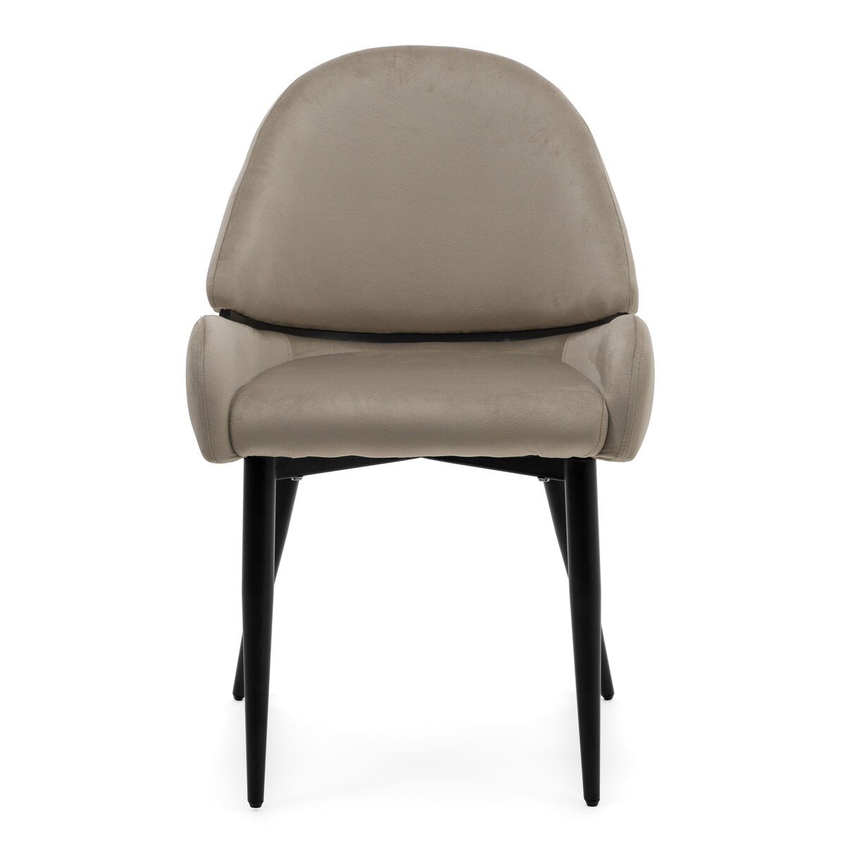 Krzesło tapicerowane welurowe do salonu BERGAMO ciemnobeżowe