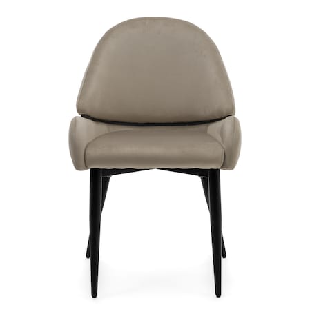 Krzesło tapicerowane welurowe do salonu BERGAMO ciemnobeżowe