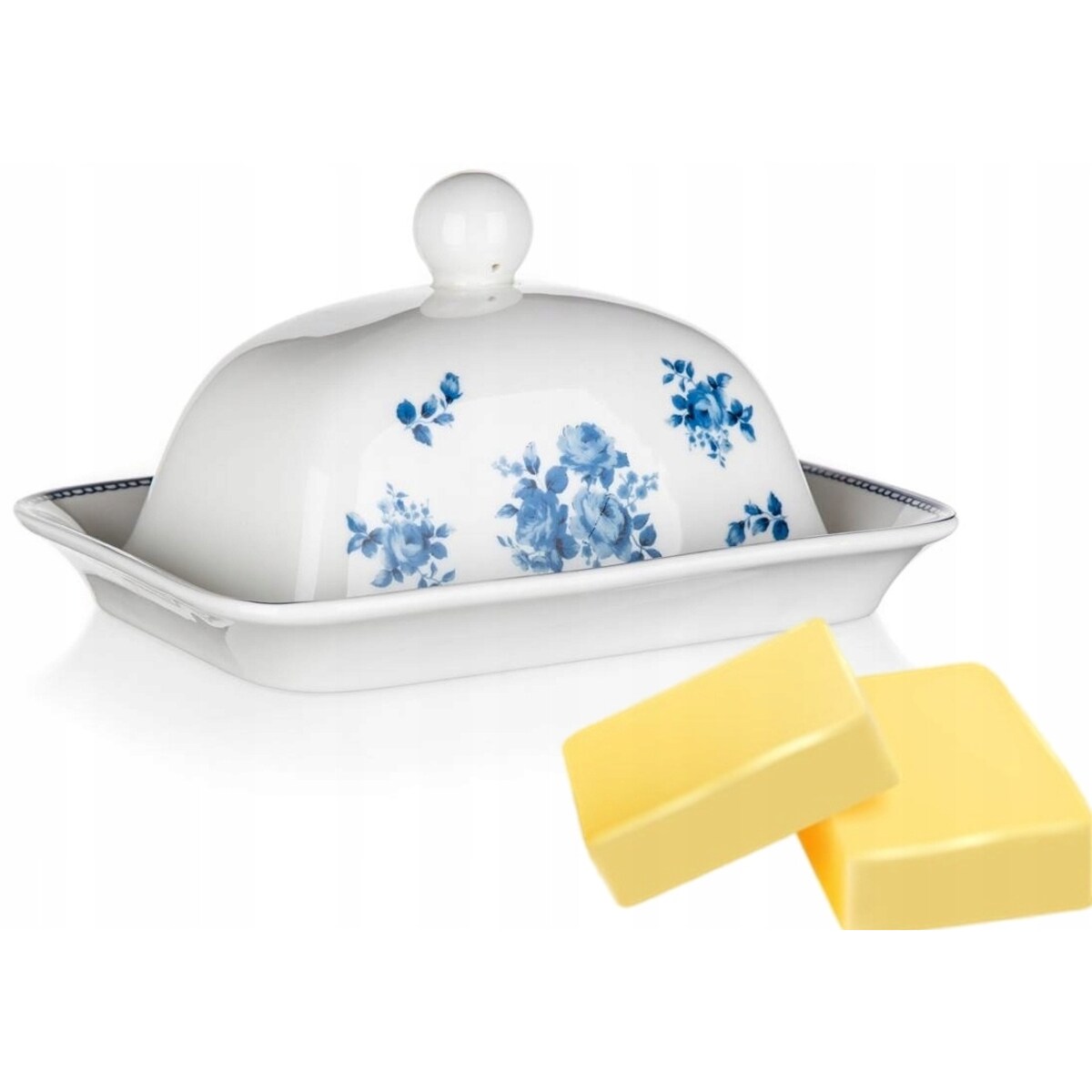 MASELNICZKA POJEMNIK NA MASŁO w kwiaty porcelana FLOWER święta prezent box