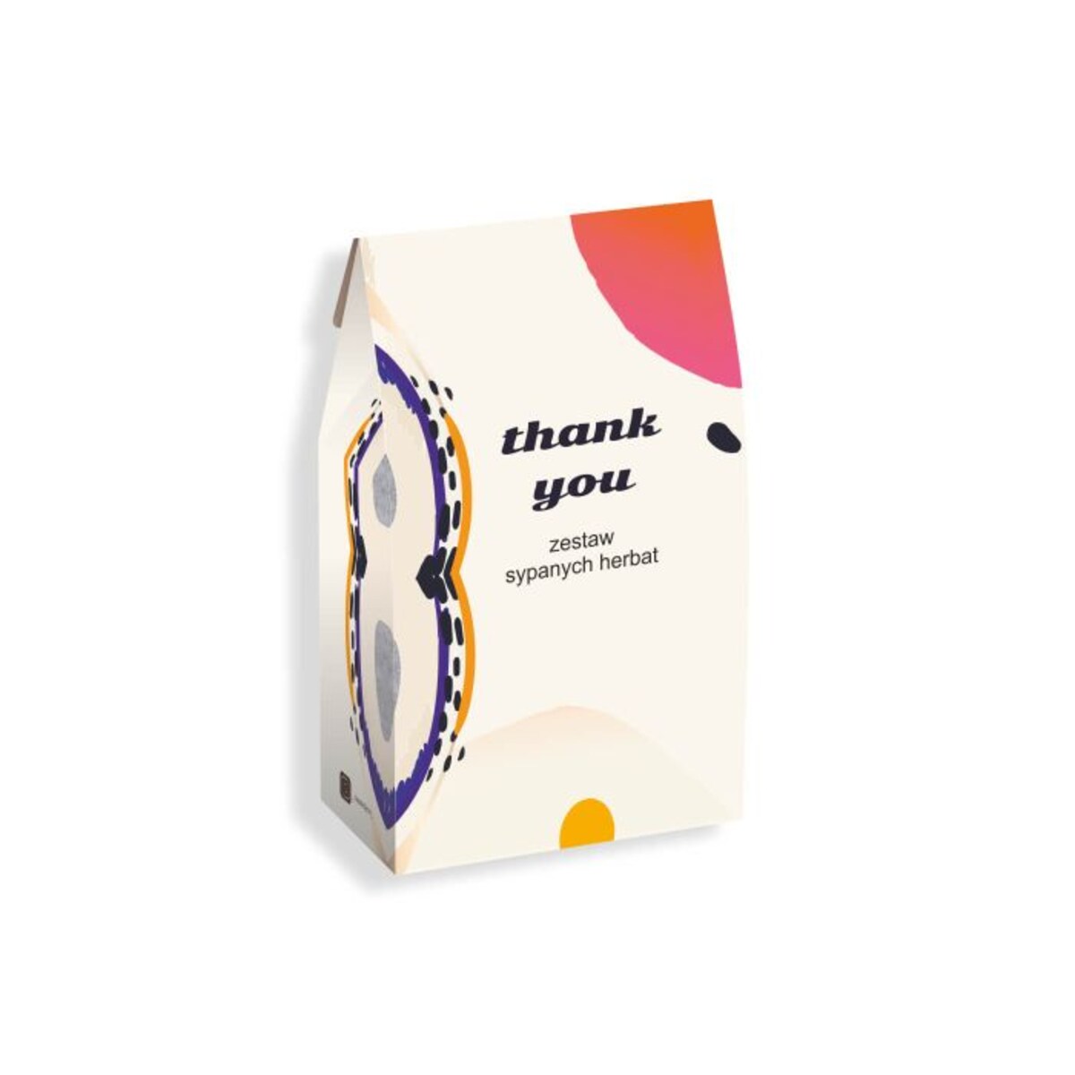 Big Box Thank You z herbatą - Zestaw sypanych herbat smakowych THANK YOU: 10 saszetek - 10szt x 5/8g z herbatą o różnych smakach,Kubek z zaparzaczem i pokrywką brzoskwiniowy ,Świeca sojowa Świeża Werb