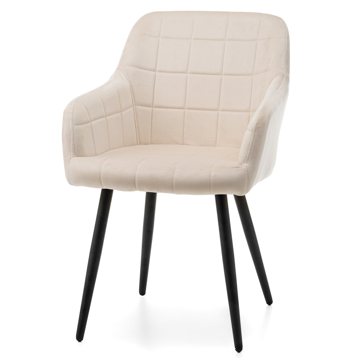 Krzesło tapicerowane pikowane welurowe do salonu jadalni ORTE beżowe