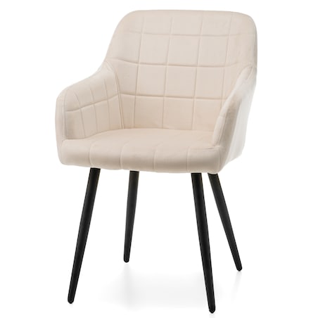 Krzesło tapicerowane pikowane welurowe do salonu jadalni ORTE beżowe