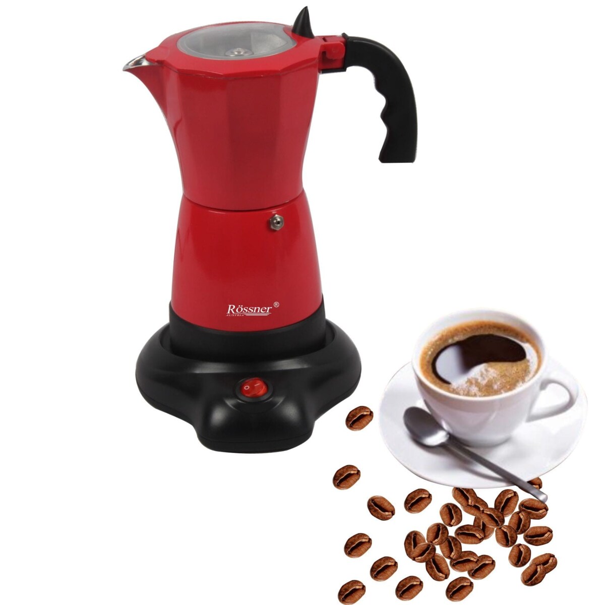 Kawiarka elektryczna kafeterka espresso czerwona ROSSNER