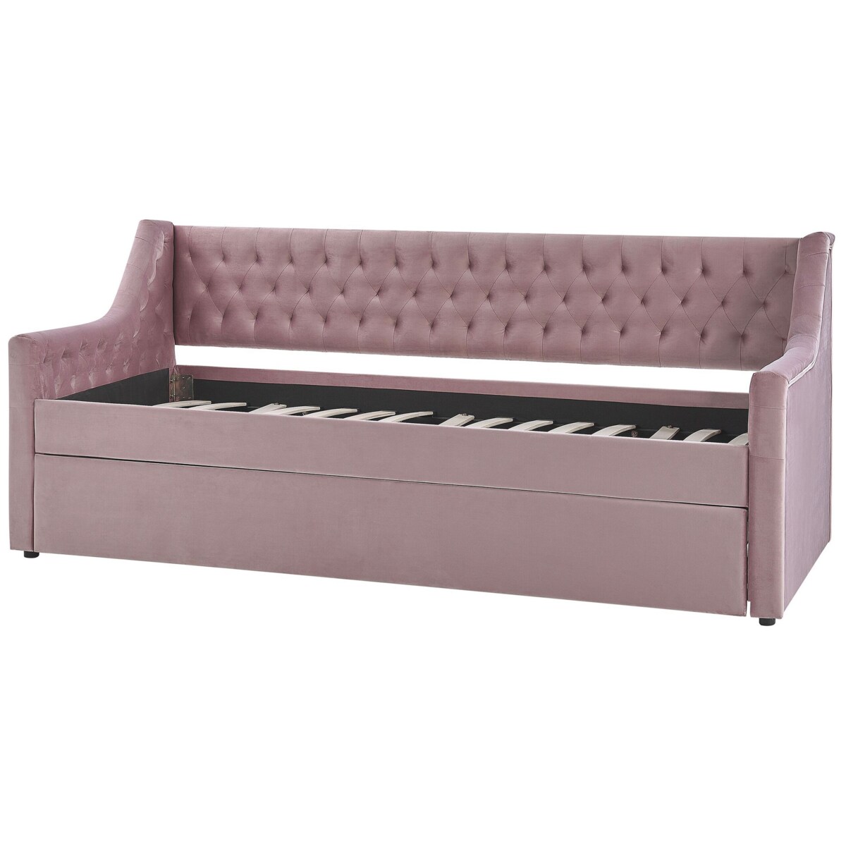 Łóżko wysuwane welurowe 90 x 200 cm różowe MONTARGIS