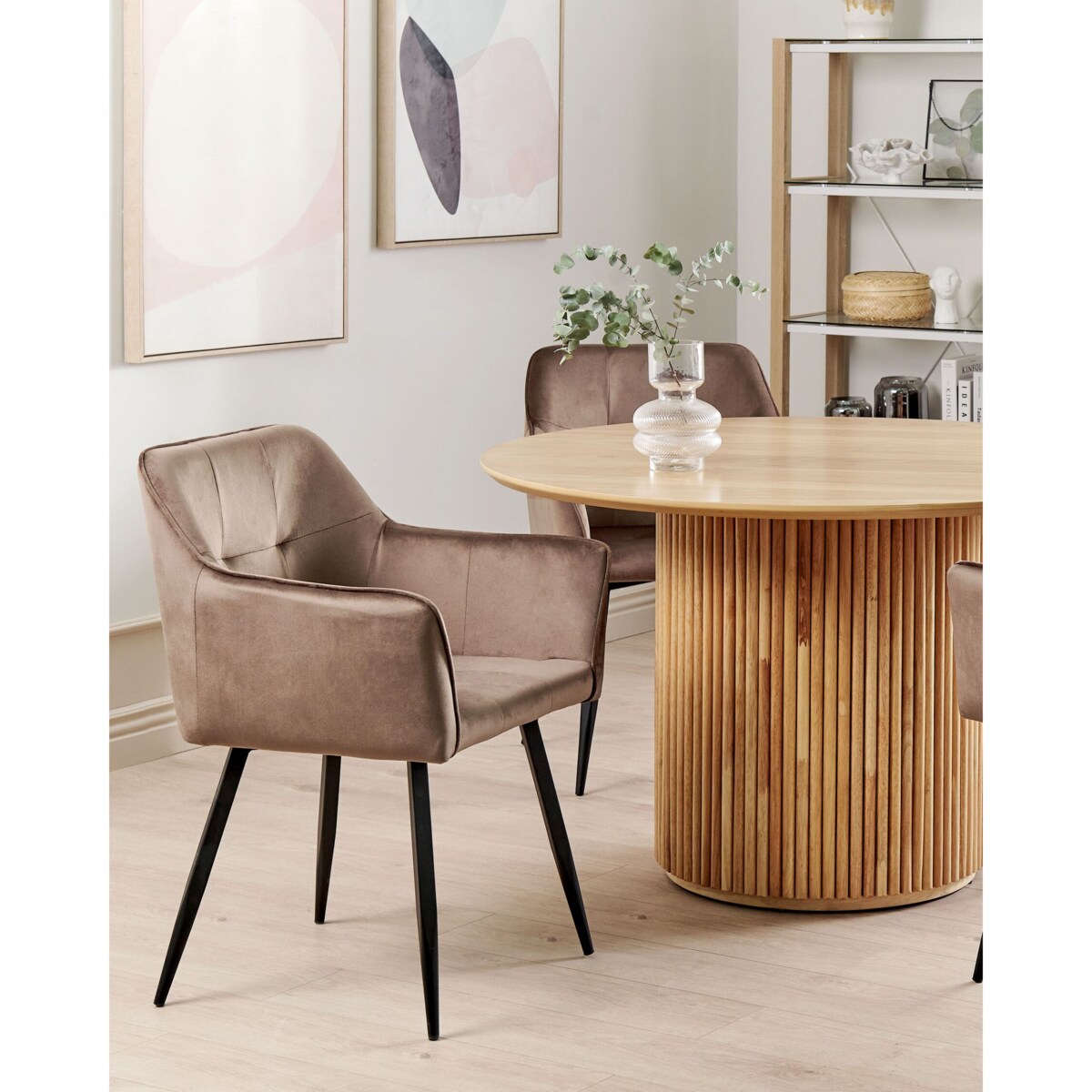 Zestaw 2 krzeseł do jadalni JASMIN Welur Brązowy