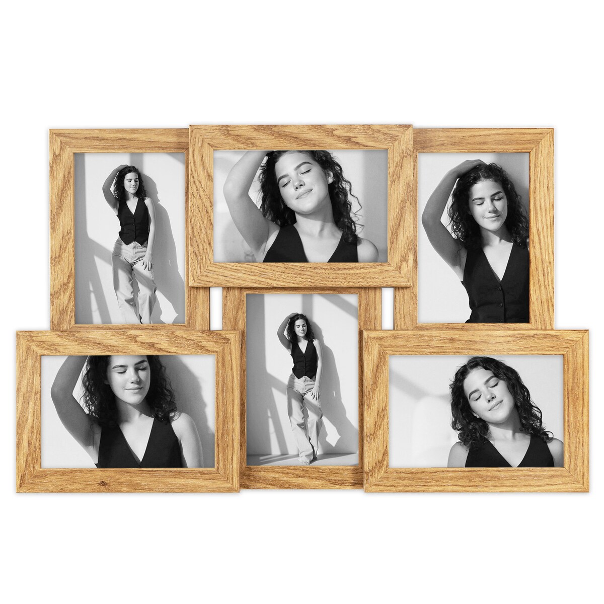 Multirama ramka na zdjęcia 6 zdjęć. W kolorze dębowym multirama na sześć zdjęć 10x15 cm Ramka na zdjęcia 6 w 1 MULTI HEN 01 FRAMAI