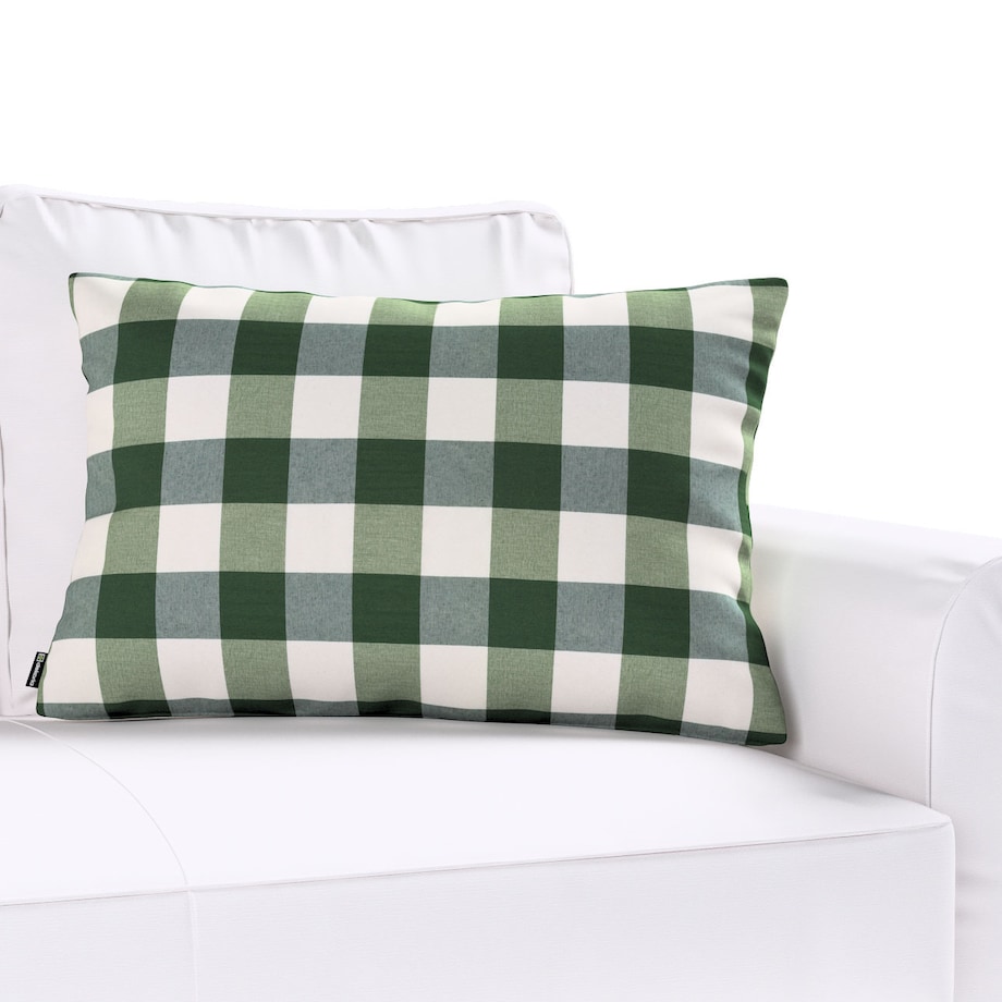 Poszewka Kinga na poduszkę prostokątną 47x28 zielono-biała krata (5,5x5,5cm)