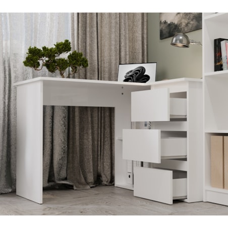 Biurko narożne Nicea prawe biały mat 120x48,5x75 cm 1 szt.