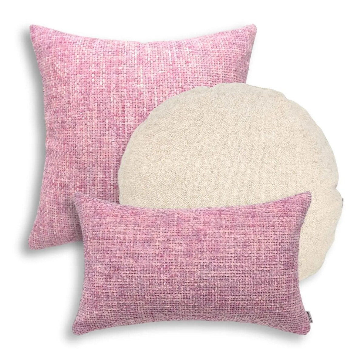 Różowe poduszki dekoracyjne - zestaw Stella z kremowym akcentem