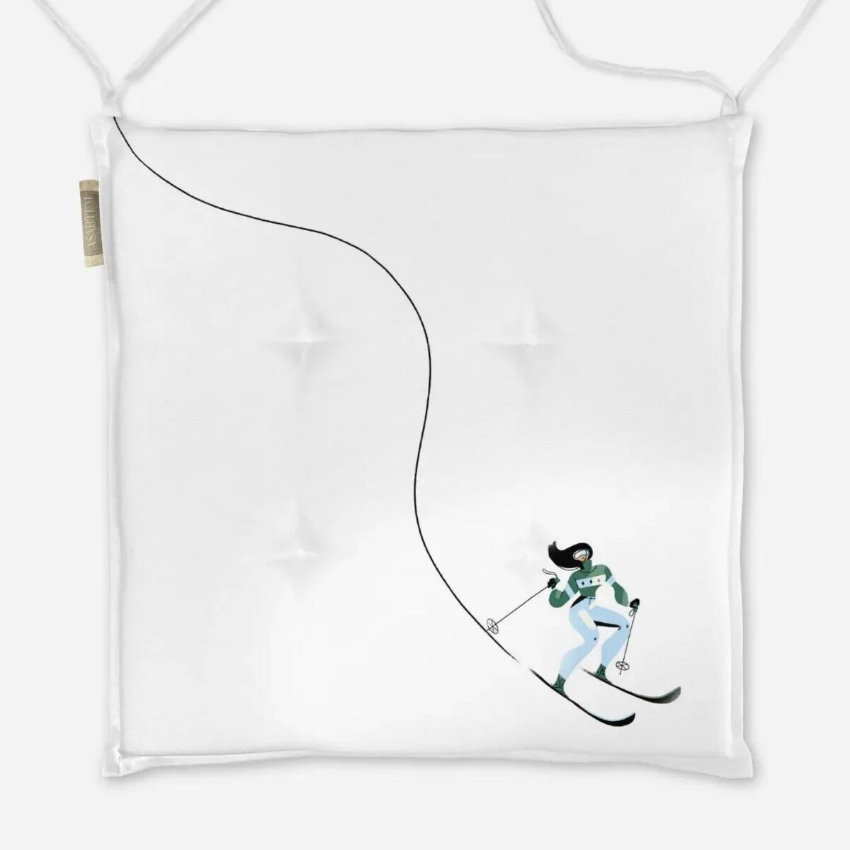 Poduszka świąteczna na krzesło - Niebieska narciarka