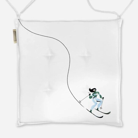 Poduszka świąteczna na krzesło - Niebieska narciarka