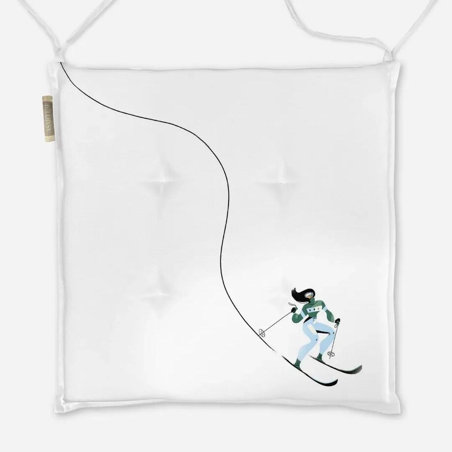 Poduszka świąteczna na krzesło - Niebieska narciarka
