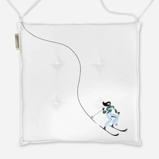 Poduszka świąteczna na krzesło - Niebieska narciarka