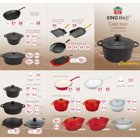 Garnek żeliwny na indukcję czarny 22cm 2.4L KINGHOFF