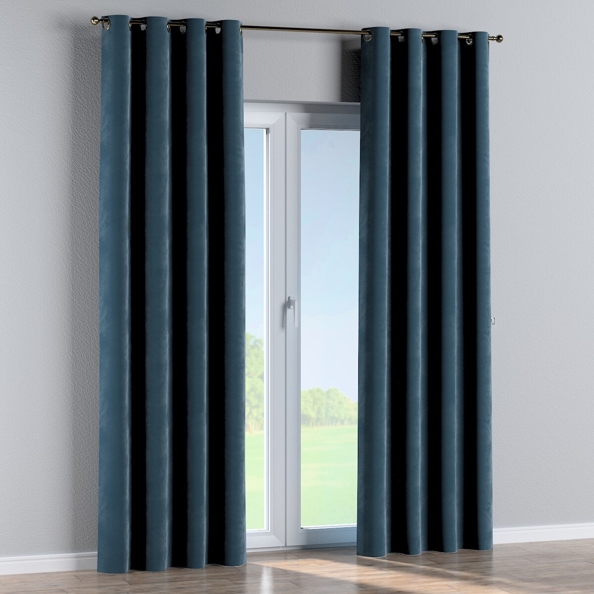 Zasłona na kółkach 1 szt. 130x245 pruski błękit