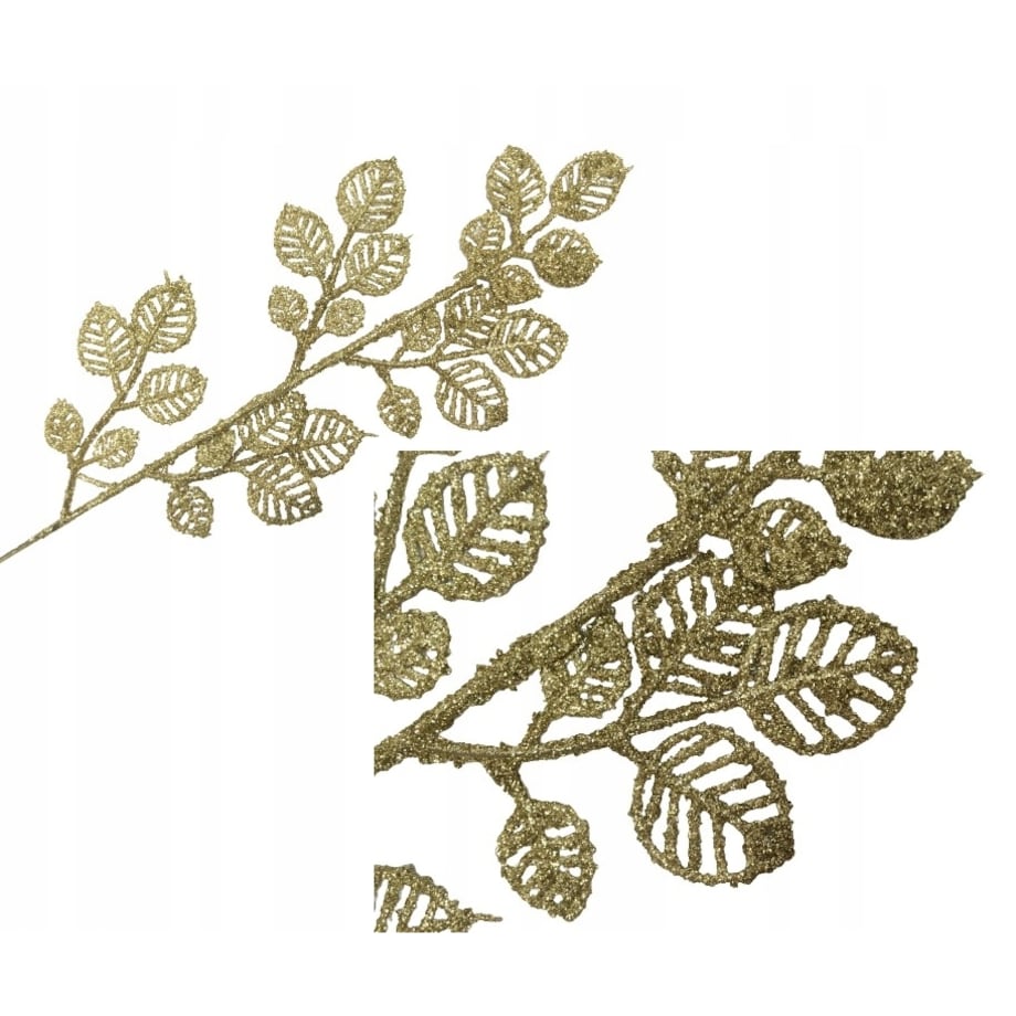 BROKATOWA GAŁĄZKA KWIAT ZŁOTY do dekoracji bukietu kompozycji święta stroik