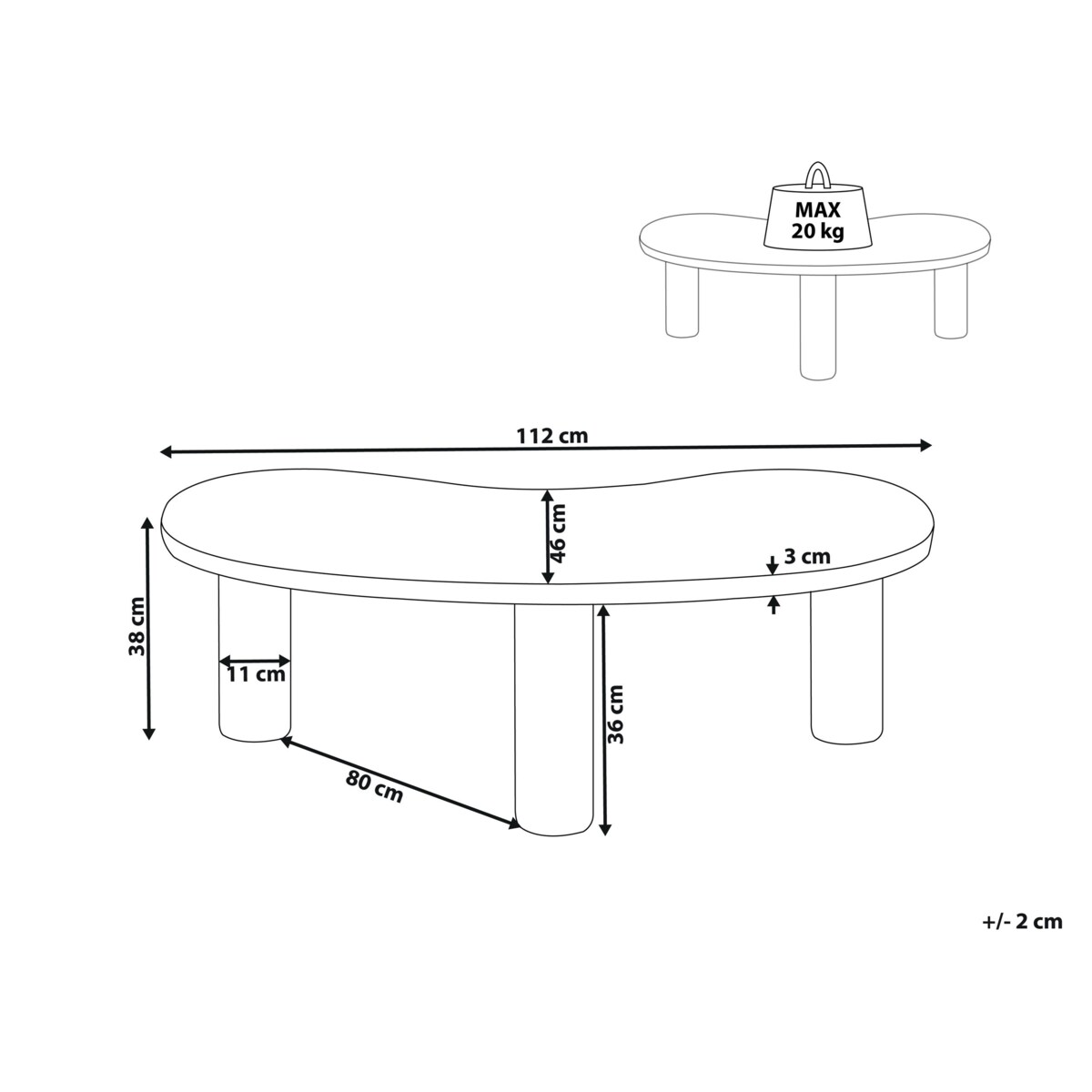 Stolik kawowy MDF Jasne drewno AUBURN