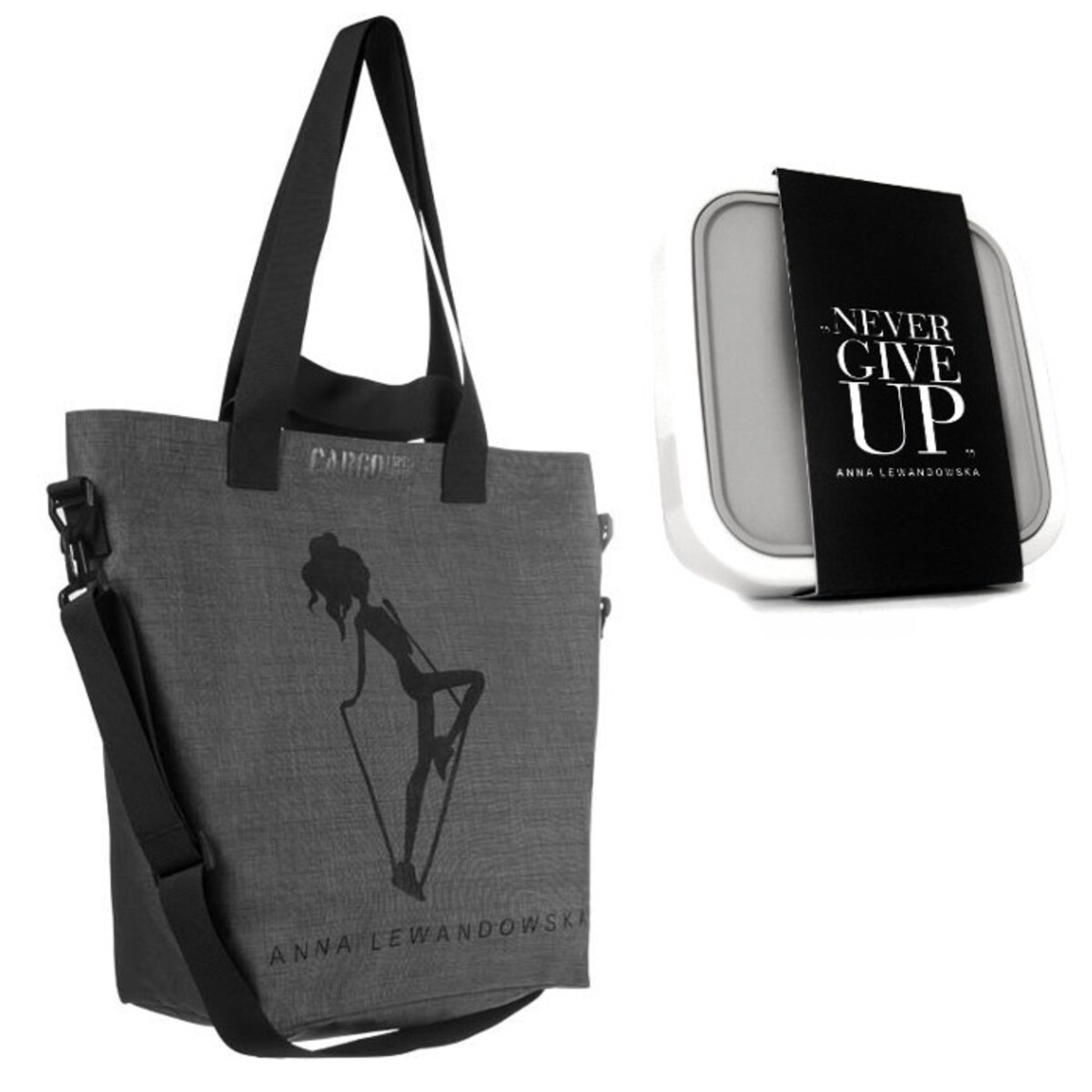 Torba Cargo AL (szara) + Lunch box na sałatki GoEat HPBA Anna Lewandowska Healthy Plan by Ann wycofane