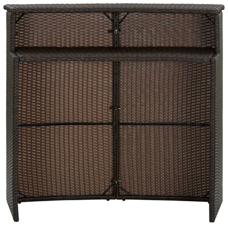 vidaXL Ogrodowy stolik barowy, brązowy, 120x55x110 cm, polirattan