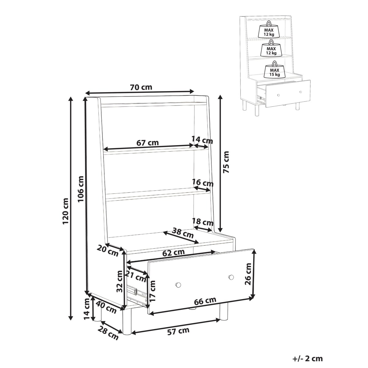 Regał na książki 3 półki QUILPIE 120 cm Jasnozielony
