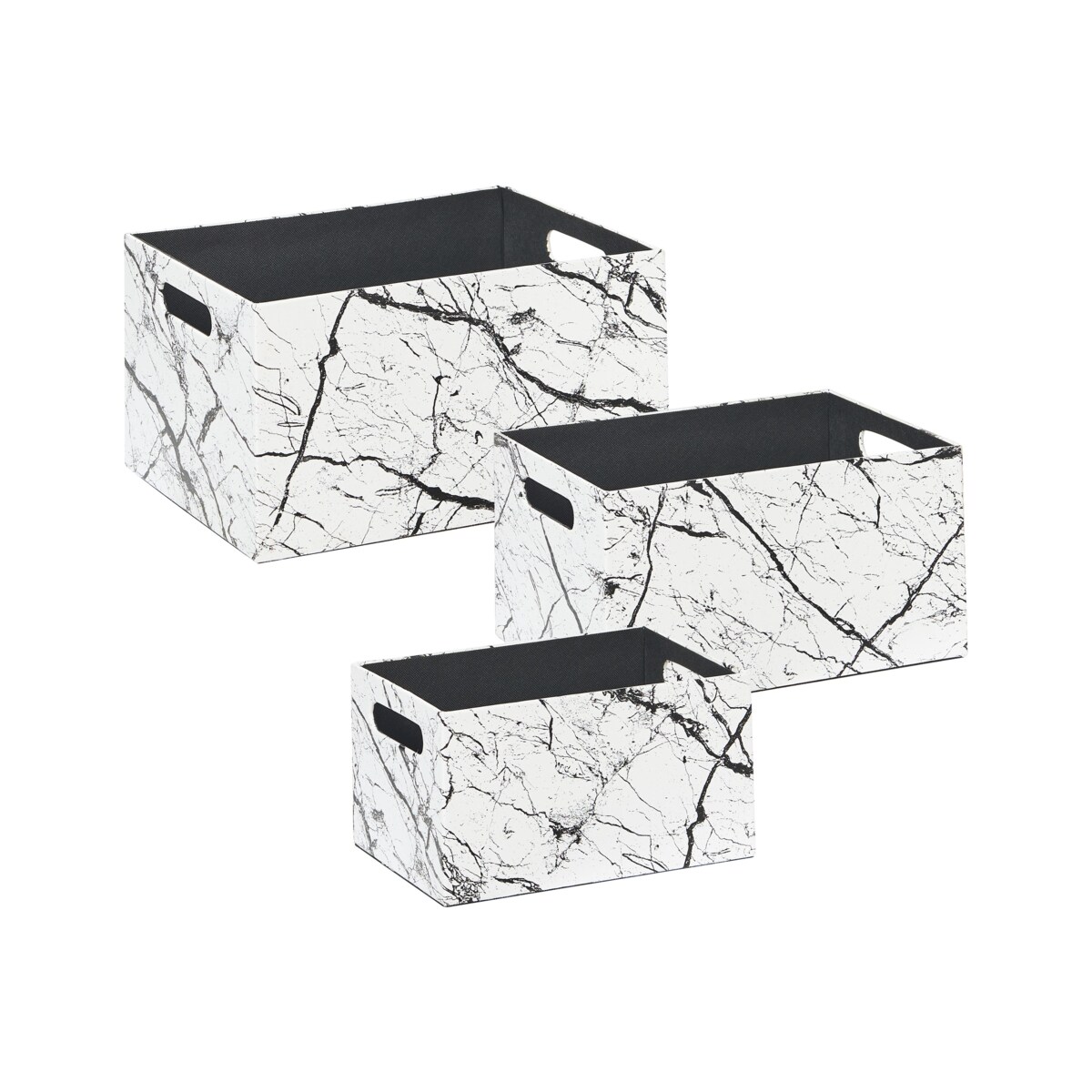 Zestaw 3 koszy z ekoskóry biały LARSA