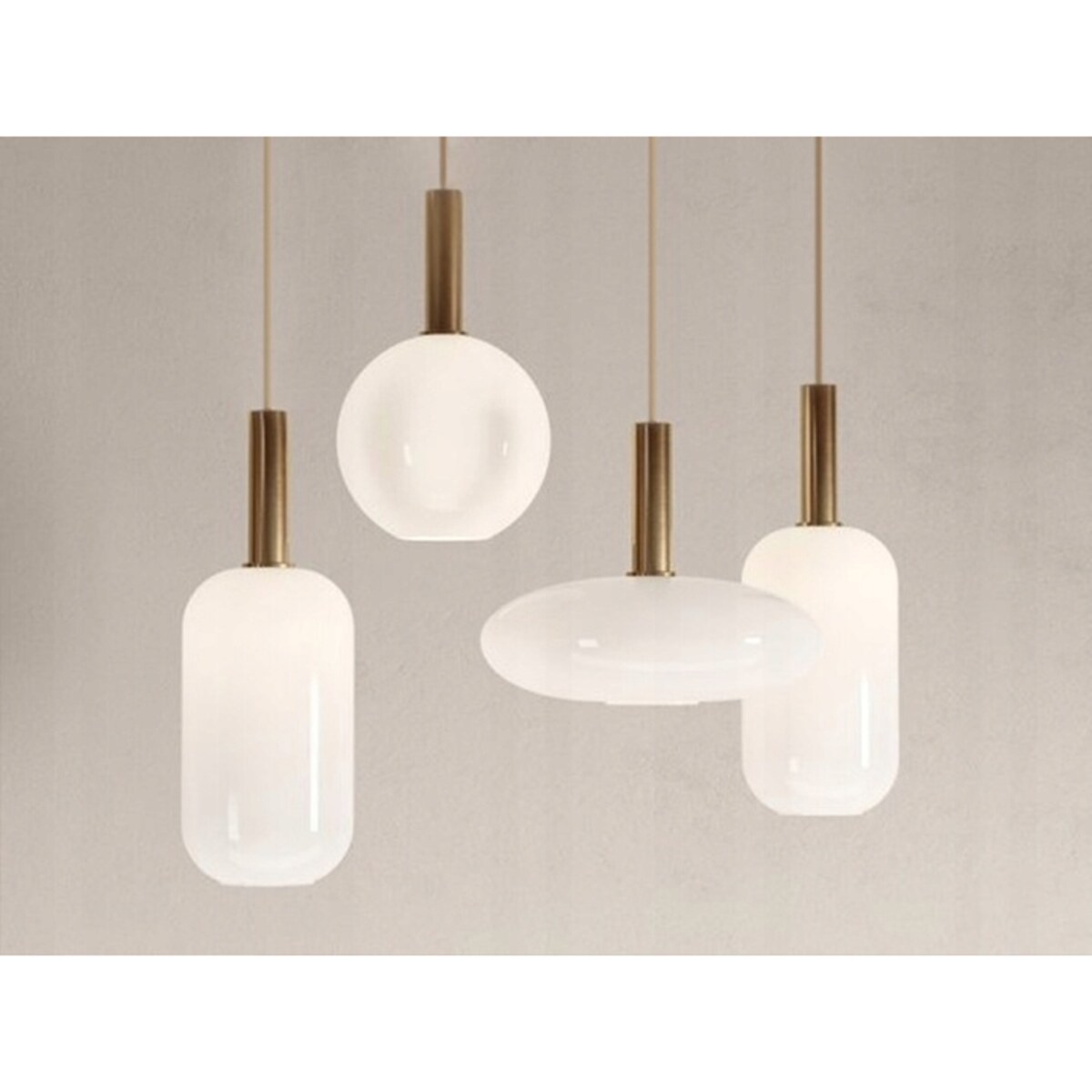 Lampa Wisząca Sufitowa Szklana Mleczna Złota Biała