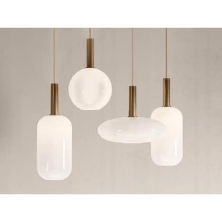 Lampa Wisząca Sufitowa Szklana Mleczna Złota Biała