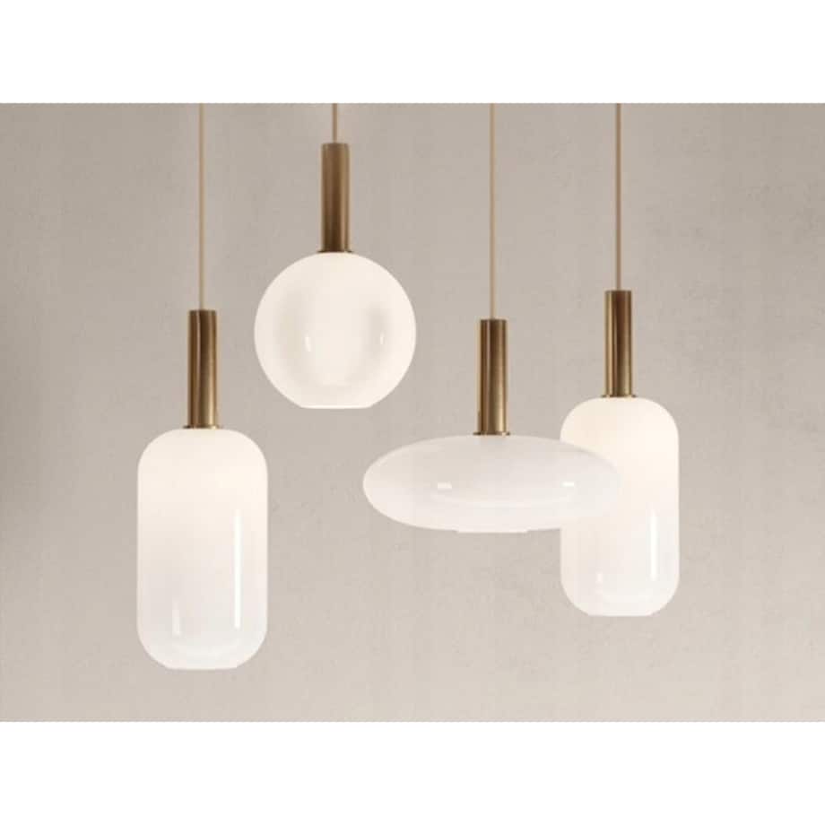 Lampa Wisząca Sufitowa Szklana Mleczna Złota Biała