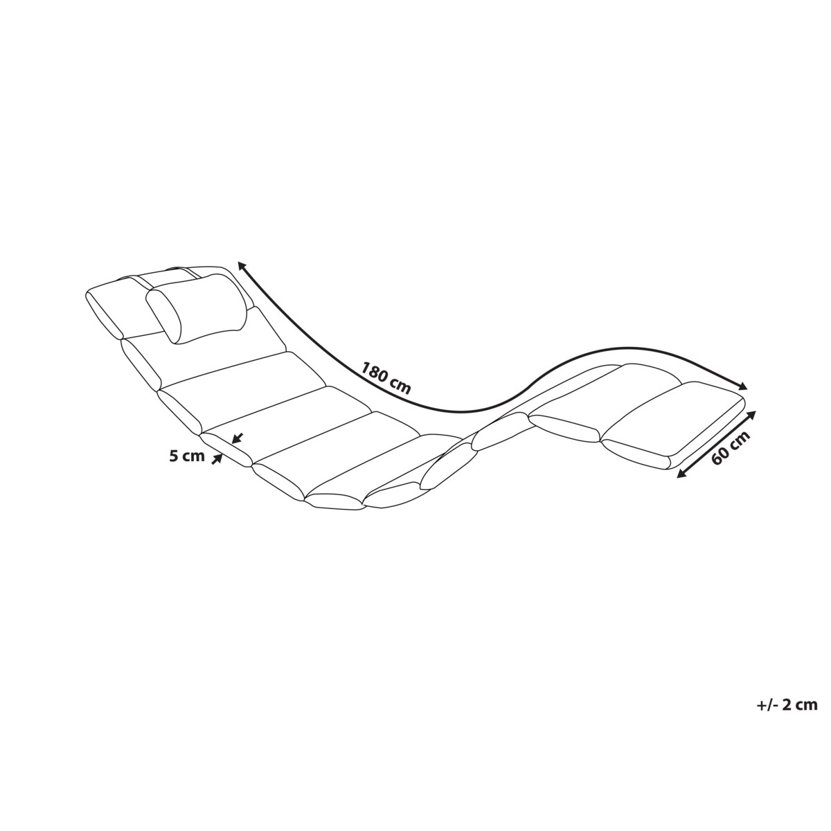 Poduszka na leżak ogrodowy BRESCIA PREMIUM 180 x 60 cm Jasnobeżowy