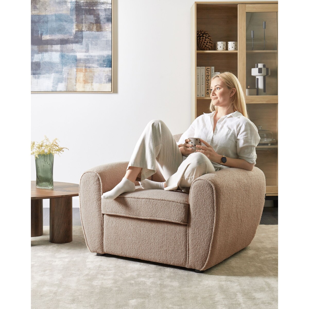 Fotel ELLEDE Boucle Jasnobrązowy